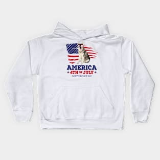 Husky Flag USA - America 4th Of July Independence Day Kids Hoodie